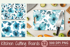 Watercolor Turquoise Flowers Cutting Boards sublimation Desi Product Image 1