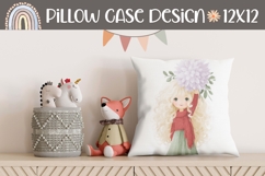 Cartoon Girl Pillow Design, Cute Girl Pillowcase, Flower PNG Product Image 1