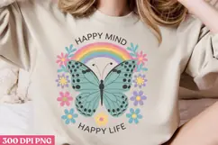 HAPPY MIND HAPPY LIFE PNG, Positive Sublimation PNG Product Image 2