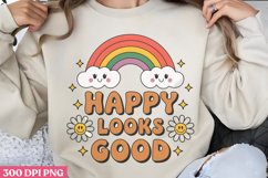 Happy Looks Good PNG, Retro Motivation Sublimation PNG Product Image 1