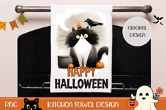 Spooky Halloween Cat Towel, Cartoon Halloween Sublimation Product Image 1