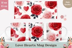 Watercolor Roses Mug Sublimation, Flowers Mug Wrap Design Product Image 1