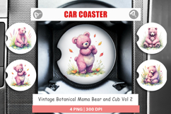 Botanical Mama Bear &amp; Cub Car Coaster Product Image 1