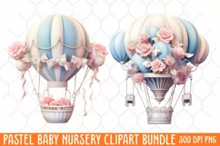 Pastel Baby Nursery Clipart Big, Baby Boy Elephant Clipart Product Image 1