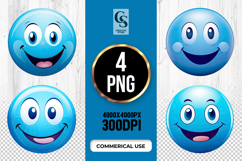 Blue Smiley Face Clipart Sublimation PNG Product Image 1