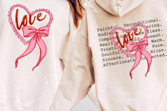 2 PNGs Valentines Day Love with Bow and Hearts, Valentine Product Image 1