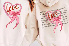 2 PNGs Valentines Day Love with Bow and Hearts, Valentine Product Image 1