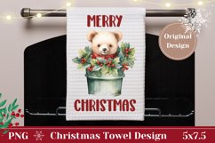 Merry Christmas Kitchen Towel, Christmas Polar Bear Towel Product Image 1