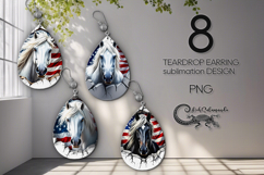 Horse in wall | teardrop earring sublimation design bundle Product Image 1