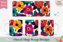 Floral Mug Wrap, Art Flowers Mug Design, Flowers Print Product Image 1