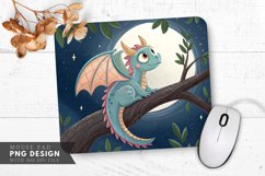 Moonlit Dragon Resting on a Branch Mouse Pad PNG Design Product Image 1