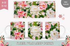 Art Peony Mug Wrap Design, Flowers Mug Sublimation PNG Product Image 1