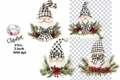 Christmas, Gnome, Ephemera, PNG, watercolor, Clipart Product Image 1