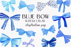 Watercolor clipart blue bows. Clipart- PNG hand drawing Product Image 1