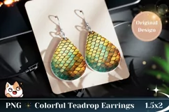 Metallic Teardrop Earring PNG, Dragon Skin Earring Design Product Image 1