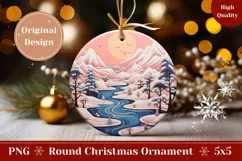 Pastel Christmas Ornament PNG, 3D Winter Mountains Ornament Product Image 1