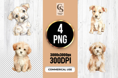 Cute Puppy Watercolor Clipart Sublimation PNG Product Image 1