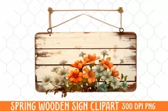 Spring Wooden Sign Clipart, Wooden Sign Watercolor Product Image 1