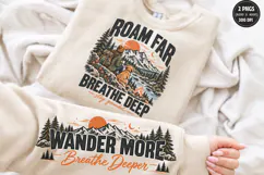 Wander More Front Sleeve PNG, Mountain Hiking Front Sleeve D Product Image 1