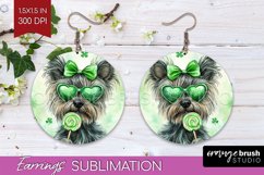 Cairn Terrier St. Patricks Day Dog Round Earrings Dog PNG Product Image 1
