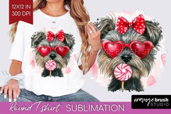 Cairn Terrier Valentine Round Tshirt Background Valentines Product Image 1