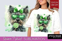 Cairn Terrier St. Patricks Day Dog Square Tshirt Background Product Image 1