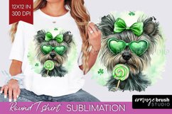 Cairn Terrier St. Patricks Day Dog Round Tshirt Background Product Image 1