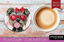 Cairn Terrier Valentine Round Coaster Valentines Day Coaster Product Image 1
