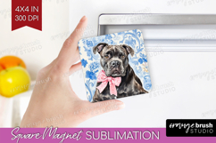Cane Corso Dog Magnet Sublimation Blue Toile Square Magnet Product Image 1
