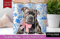 Cane Corso Dog Tumbler Wrap Blue Toile Tumbler PNG Product Image 1