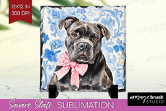 Cane Corso Dog Slate PNG Blue Toile Square Slate Sublimation Product Image 1