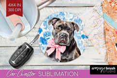 Cane Corso Dog Car Coaster Blue Toile Coaster PNG Product Image 1