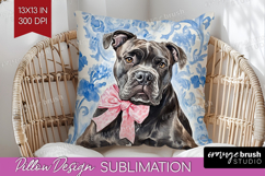 Cane Corso Dog Pillow Sublimation Blue Toile Pillow Cover Product Image 1