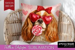 Cavalier King Spaniel Valentine Pillow Sublimation Day Cover Product Image 1