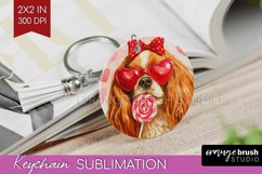 Cavalier King Spaniel Valentine Keychain PNG Valentines Day Product Image 1