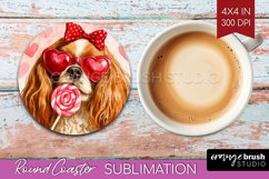 Cavalier King Spaniel Valentine Round Coaster Valentines Day Product Image 1