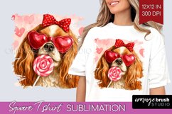 Cavalier King Spaniel Valentine Square Tshirt Background Day Product Image 1