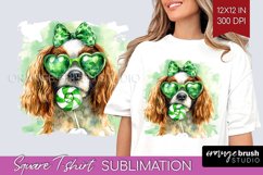 Cavalier Spaniel St. Patricks Day Dog Square Tshirt Dog PNG Product Image 1