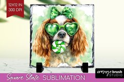 Cavalier Spaniel St. Patricks Day Dog Slate PNG Dog Square Product Image 1