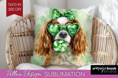 Cavalier Spaniel St. Patricks Day Dog Pillow Sublimation Dog Product Image 1