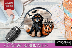 Cavapoo Dog Car Coaster Halloween Coaster PNG Sublimation Product Image 1