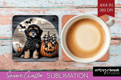 Cavapoo Dog Square Coaster Halloween Coaster PNG Sublimation Product Image 1