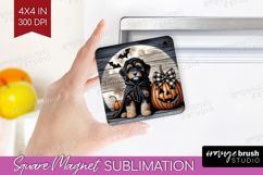 Cavapoo Dog Magnet Sublimation Halloween Square Magnet PNG Product Image 1