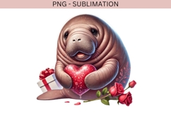 Valentine manatee png design for T-shirts Product Image 1