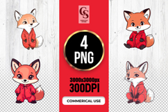 Cute Fox in Red Outfit Clipart Sublimation PNG Product Image 1