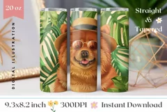 Tropical Tumbler Wrap, Chow Chow Dog Tumbler Sublimation PNG Product Image 1