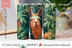 Tropical Tumbler Wrap Design, Lama Tumbler Sublimation Product Image 1