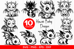 Kawaii Baby Dragon Clipart SVG PNG Product Image 1