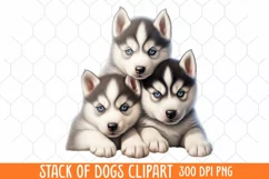 Stack Of Dogs Sublimation Clipart, Cute Puppy Clipart Product Image 1