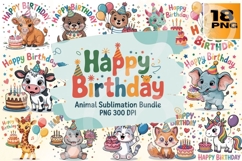 Birthday Animal PNG Bundle 18 Product Image 1